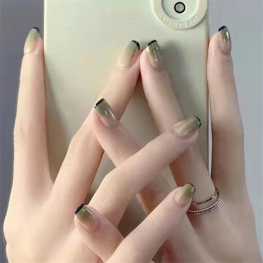 24Pcs/Lot Milky White Gradient Long Wearing False Nail Tips Acrylic Press on Nails Removable Reusable Artifical Fake Nails Art