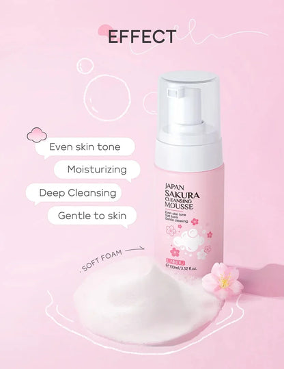 LAIKOU Cherry Blossom Women Facial Cleanser  Face Korean Skin Care Products Original Products 100ml