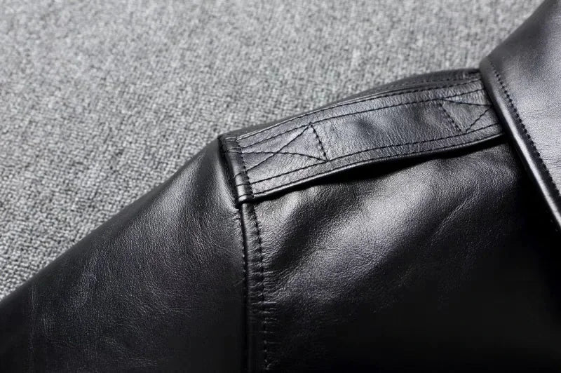 A2 Men's Bomber Jacket Tea Core Horse Leather Cropped Motorcycle Jacket Natural Leather Loose Coat Military Men's Leather Jacket