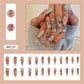 24p Artificial Acrylic Nail Art Fake Nails Full Coverage Removable Pressing Nail Tips Lotus Root Pink Leopard Print False Nails