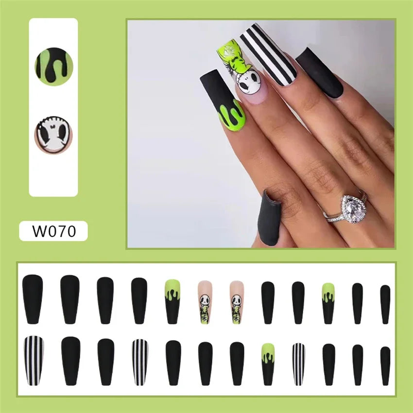 24p Artificial Acrylic Nail Art Fake Nails Full Coverage Removable Pressing Nail Tips Lotus Root Pink Leopard Print False Nails