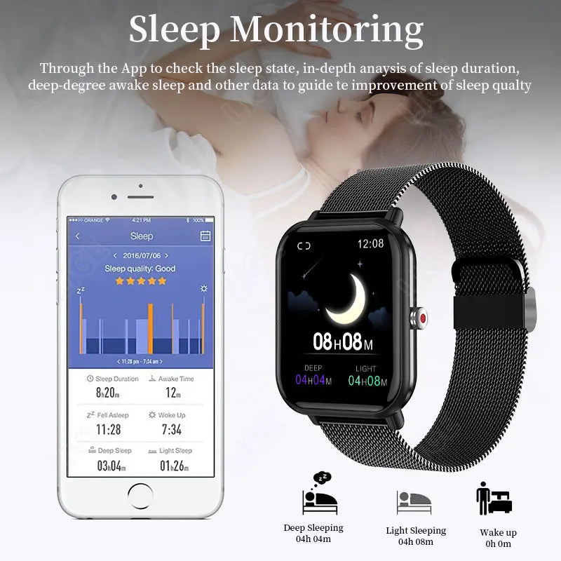 New Body Temperature Monitor Watch Men Smart Watch Sports Music Playback Waterproof SmartWatch Heart Rate Blood Pressure