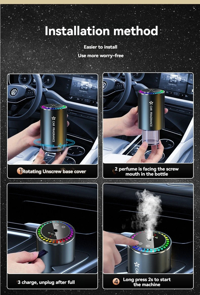 Car Perfume Aroma Diffuser Automatic Spray Deodorization Aroma Diffuser Colorful Atmosphere Light Car Aroma Diffuser