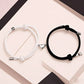 2 Pieces Set Black White Hand Rope Love Magnetic Couple Bracelet Best Friend Party Fashion Elegant Silver Color Heart Charm Gift