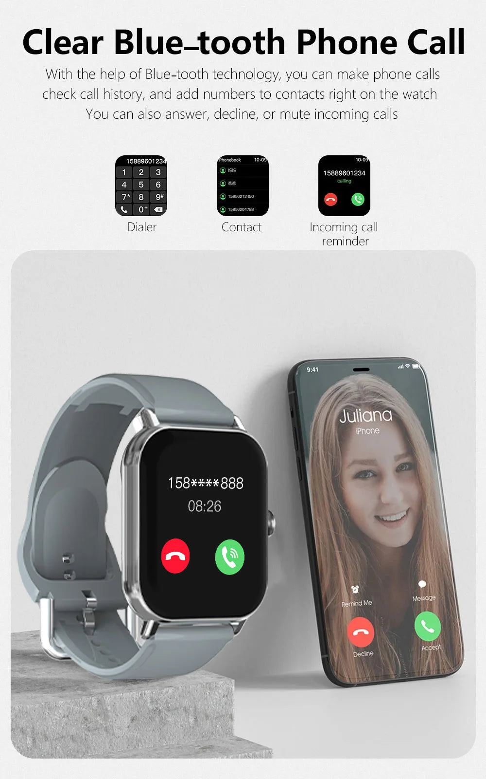 New Smart Watch For Men Women Gift Full Touch Screen Sport Fitness Watches BT Call Digital Smartwatch Wristwatch