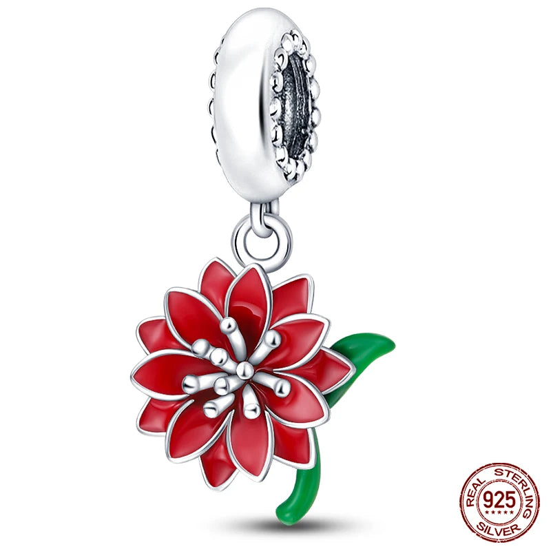 Fit Pandora 925 Original Bracelet 925 Silver Plate Flower Bird Series Charms Beads For Women Fashion DIY Jewelry Gifts Making