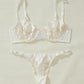 Women'S Underwear Sexy See Through Mesh Transparent Embroidery Fragmented Flower Kit Push Bra+Thong Panties Lingerie Set 2024
