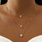 Multi-layer Five-pointed Star Heart Shape Water Drop Pendant Chain Necklace Alloy Material Glass Collarbone Chain Sexy Women's