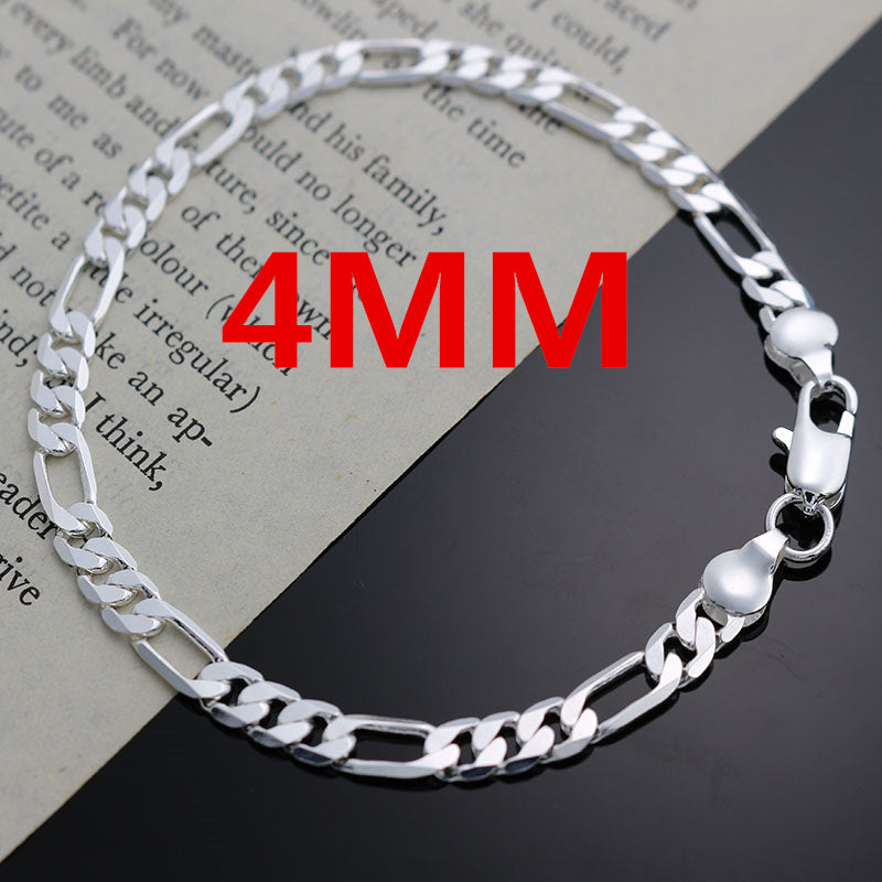 New Arrive 925 Silver 4MM Chain for Men Women Bracelet Necklace Jewelry Set Lady Christma Gifts Charms Wedding