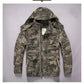 Men's Long Sleeved Hooded Camouflage Jacket Multi Bag Mid Length Storage Outdoor Trekking Camping Riding Sport Tops Amekaji Coat