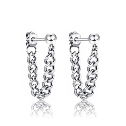 2pcs Fashion Cross Feather Stud Earrings, Punk Rock Style For Women Men High Quality Stainless Steel Hiphop Ear Jewelry