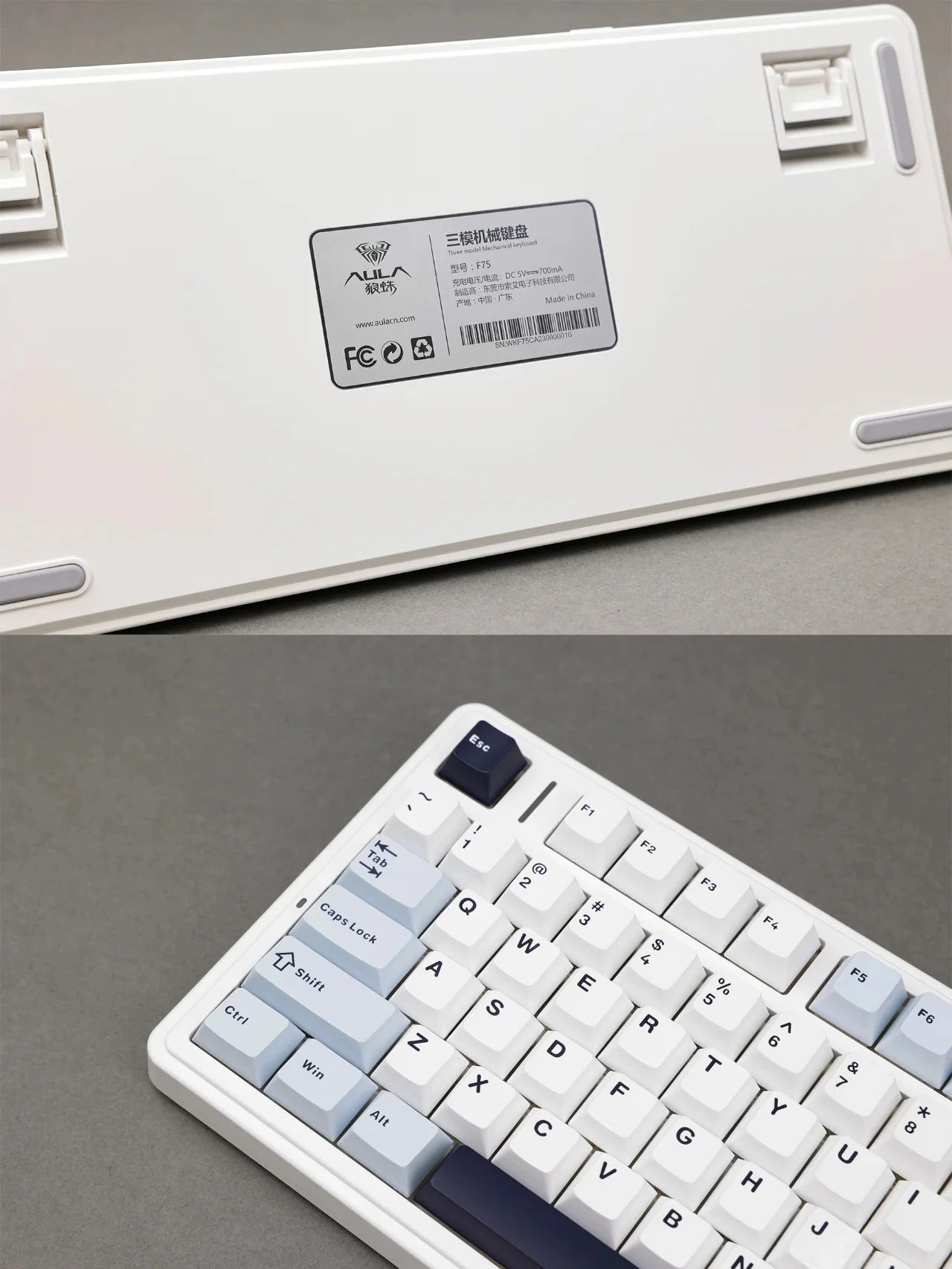 AULA F75 Mechanical Keyboard 2.4G Wireless/Bluetooth/Wired RGB PBT 75% Layout OEM Profile Gasket Customized Pc Gaming Keyboard