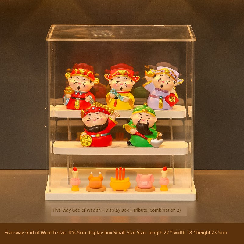 Five-Way God of Wealth All-Way Fairy Home Bookcase Entrance Decoration Decoration Household Full Set Display Stand Gift Decoration