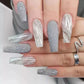 24Pcs Long Ballet Press On Nail Art Wearing Manicure Glitter Point Drill False Nails Removable Full Cover Artificial Fake Nails