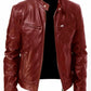 Mens Leather Jacket Autumn Winter Business Gentleman Warm Zipper Cardigan Pocket PU Leather Jacket Stand Collar Slim Coat