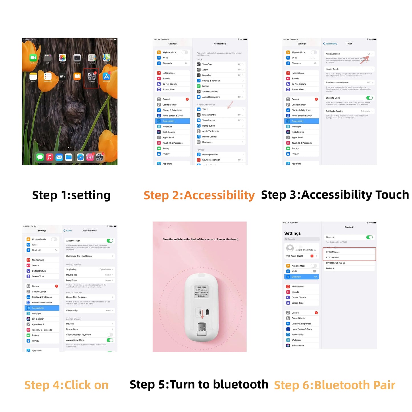 Tablet Phone Computer Bluetooth Wireless Mouse Rechargeable RGB Backlight Mice for iPad PC Laptop Tablet Phone 2.4GHz USB Mouse
