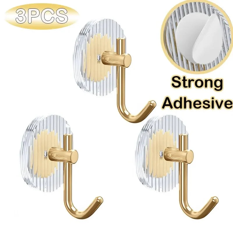3PCS Self Adhesive Acrylic Wall Hooks Waterproof Towel Hooks For Bathroom Shower Home Organization For Luxury Design Strong Hold