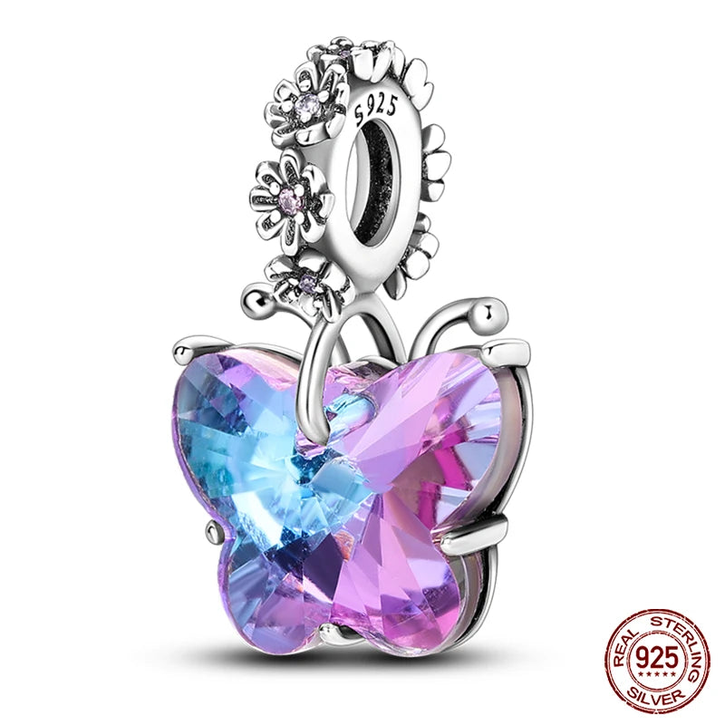 Fit Pandora 925 Original Bracelet 925 Silver Plate Flower Bird Series Charms Beads For Women Fashion DIY Jewelry Gifts Making