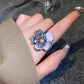 Delicate Flower Open Ring Rhinestone Imitation Pearl Rings Ladies Fashion Butterfly Design Ring Temperament Finger Rings Jewelry