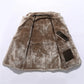 Men's Mid-length Leather Coat Autumn Winter Business European Size Plus Fleece Large Lapel Suit Fur Coat Men Jacket Men