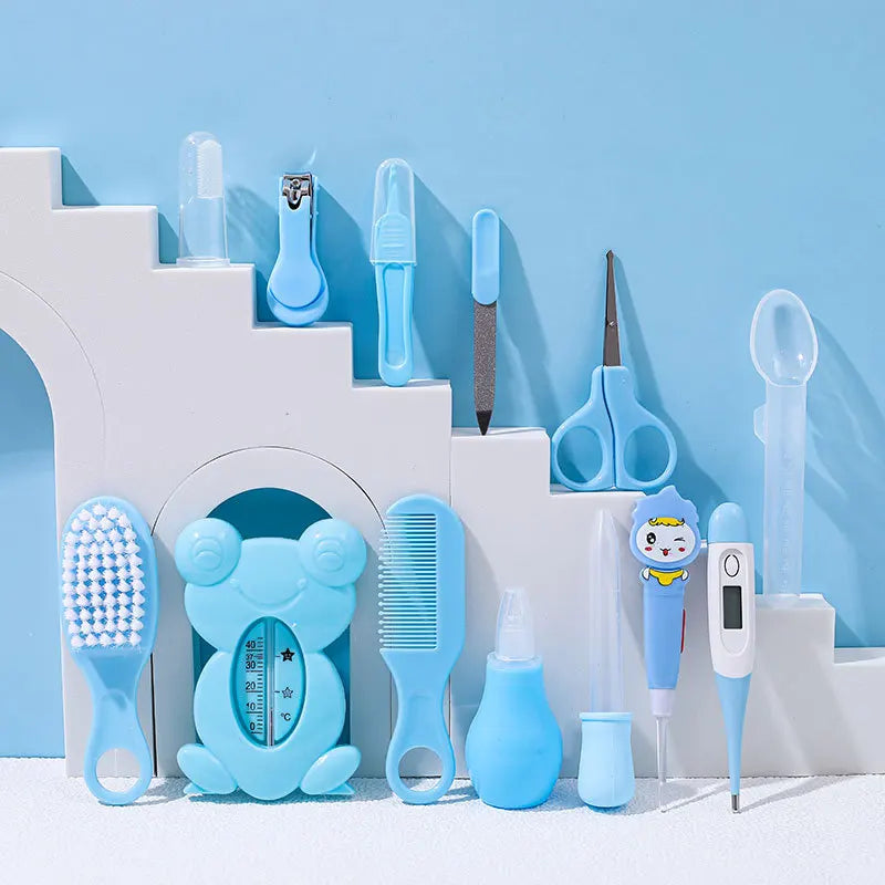 Baby Care Bag Set Baby Nose Suction Device Nail Clipper Thermometer 13 Piece Set Daily Cleaning and Care Kit Healthcare Kits