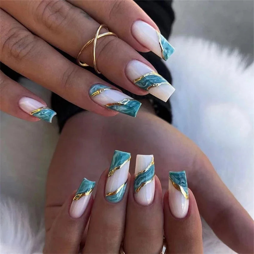 24p Artificial Acrylic Nail Art Fake Nails Full Coverage Removable Press On Nails Tip French Light Pink Heart False Nail Designs
