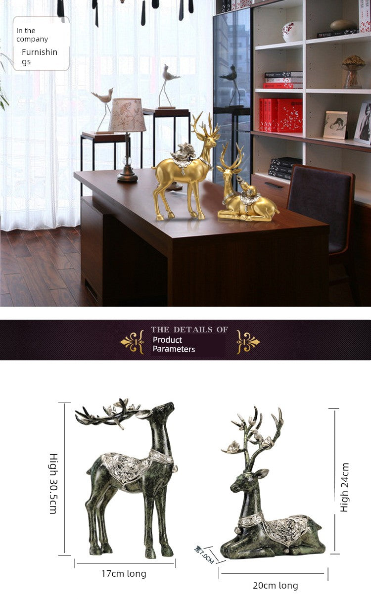 European-Style Living Room TV Cabinet Deer Decoration Craft Gift