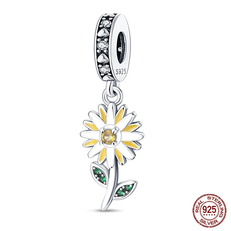Fit Pandora 925 Original Bracelet 925 Silver Plate Flower Bird Series Charms Beads For Women Fashion DIY Jewelry Gifts Making