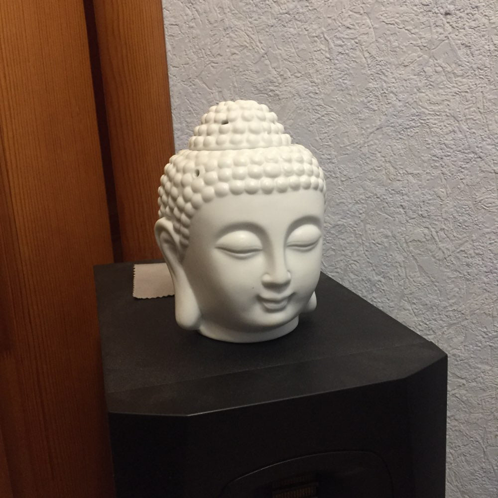 Ceramic Buddha Head Aromatherapy Oil Burner Aroma Essential Oil Diffuser Indian Buddha Tibetan Incense Burner Tealight Holders
