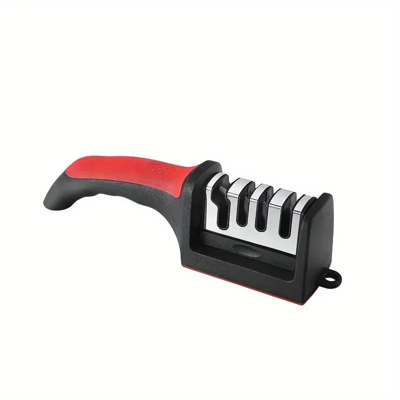 4-Stage Kitchen Knife Sharpener - Diamond & Ceramic Rods, Tungsten Steel Blades - Easy Manual Sharpening Tool for Home Use