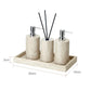 Beige Travertine Bathroom Accessories Set Natural Marble Soap Dispenser Soap Dish Reed Diffuser Vanity Tray Bathroom Set