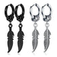 2pcs Fashion Cross Feather Stud Earrings, Punk Rock Style For Women Men High Quality Stainless Steel Hiphop Ear Jewelry