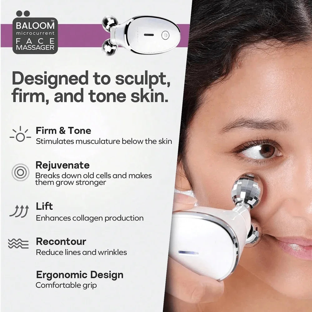 Microcurrent Facial Massager, Facial Roller - Skin Tightening Care For Women And Men - Face Wrinkle Removal, Anti Aging