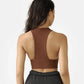 Sexy Fitness Sports Underwear for Women, Round Neck, Tight Back Top, Outdoor Running with Chest Cushion, Thread, 2024