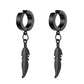 2pcs Fashion Cross Feather Stud Earrings, Punk Rock Style For Women Men High Quality Stainless Steel Hiphop Ear Jewelry