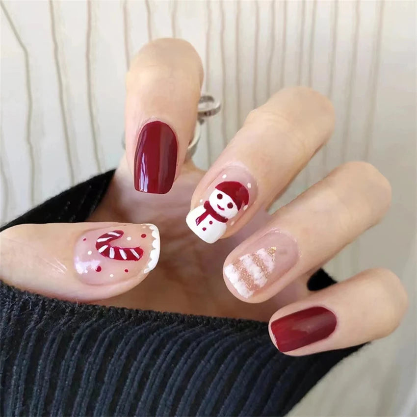 24Pcs/Lot Milky White Gradient Long Wearing False Nail Tips Acrylic Press on Nails Removable Reusable Artifical Fake Nails Art