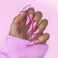 24ps/Box Long Ballerina Full Cover Artificial French False Nails Art Green Graffiti Color Blocking Gold Thread Fake Nail Tips
