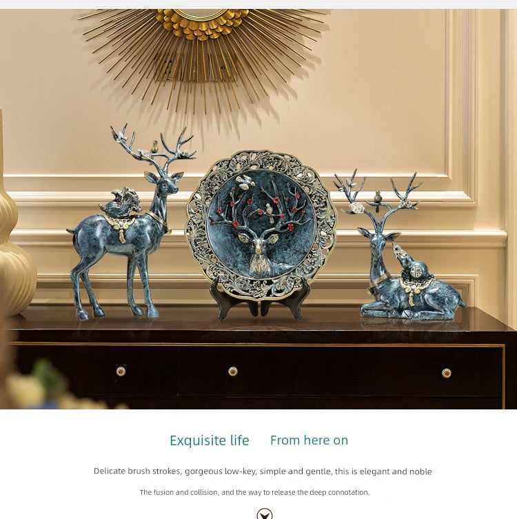 European-Style Living Room TV Cabinet Deer Decoration Craft Gift