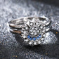 2pc/set Summer Couple Ring Set Sky Blue Sparkling Moon and Sun Ring 2023 New Women's Stackable Finger Set Engagement Jewelry
