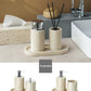 Beige Travertine Bathroom Accessories Set Natural Marble Soap Dispenser Soap Dish Reed Diffuser Vanity Tray Bathroom Set