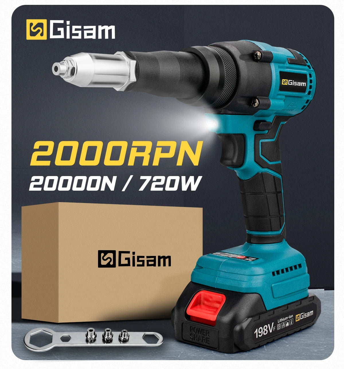 20000N Brushless Electric Rivet Gun 2.4~4.8mm Cordless Rivet Nut Gun Drill Insert Automatic Riveting Tool For Makita 18V Battery