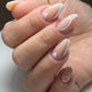 24Pcs Ballerina Press On Nail Tips Oval Head False Nails Almond Artificial Fake Nails With Glue Full Cover Press Manicure Tools