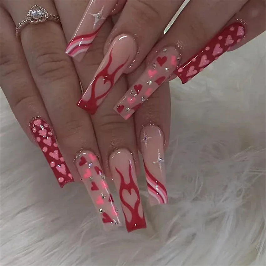 24p Artificial Acrylic Nail Art Fake Nails Full Coverage Removable Pressing Nail Tips Lotus Root Pink Leopard Print False Nails