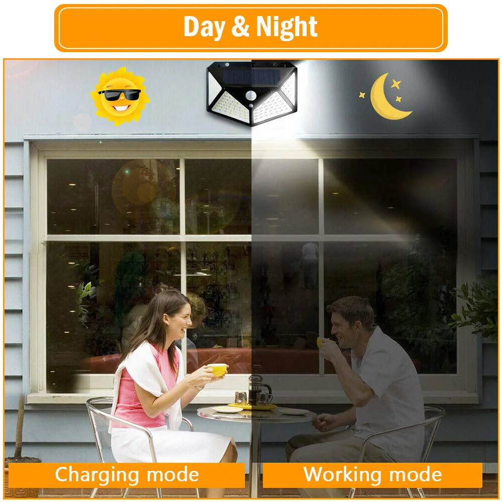 1/2/4/6/10PCS 100 LED Solar Wall Lamp 4 Sides Luminous With Motion Sensor Outdoor Garden Courtyard Waterproof Wall Lights Gifts