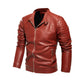 2024 Winter Black Leather Jacket Men Fur Lined Warm Motorcycle Jacket Slim Street Fashion BLack Biker Coat Pleated Design Zipper