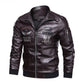 Winter Mens thick Warm Leather Jacket Luxury Stand Collar Embroidery Motorcycle Jacket Coat Men's Street Fashion Trend PU Jacket