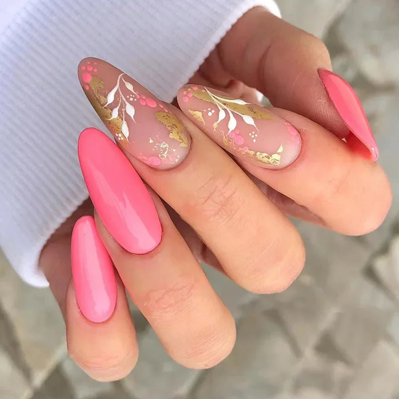 24pcs French Green Edge Seamless Removable Fake Nails Capsule Finished Full Cover Waterproof Artificial Press On False Nails