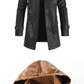 2024 Winter Men's Leather Motorcycle Leather Korean Fashion Jacket Coat Windproof Clothes Men's Hooded Medium Long