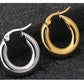 Surgical Steel Gold Color Tone Women Fat Chunky Earrings Stainless Wives Round Smooth Thick Hoops Statement Jewelry 20mm/25mm