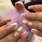 24Pcs Long Ballet Press On Nail Art Wearing Manicure Glitter Point Drill False Nails Removable Full Cover Artificial Fake Nails